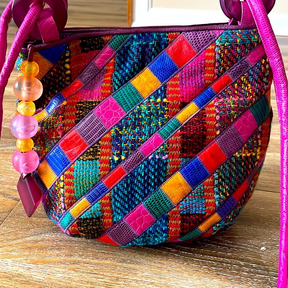 Sharif Vintage Patchwork Tweed Bucket Bag - Picture 2 of 16